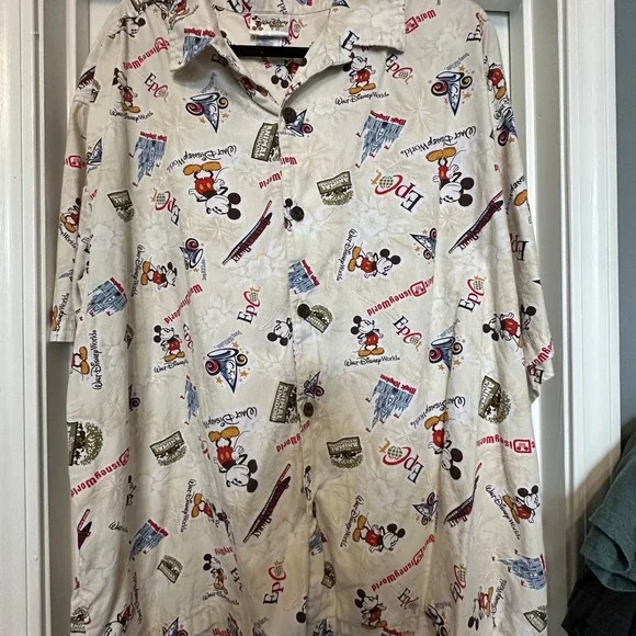 Walt Disney World Button Up Shirt XXL Mickey Mouse All Over Print - Picture 1 of 4